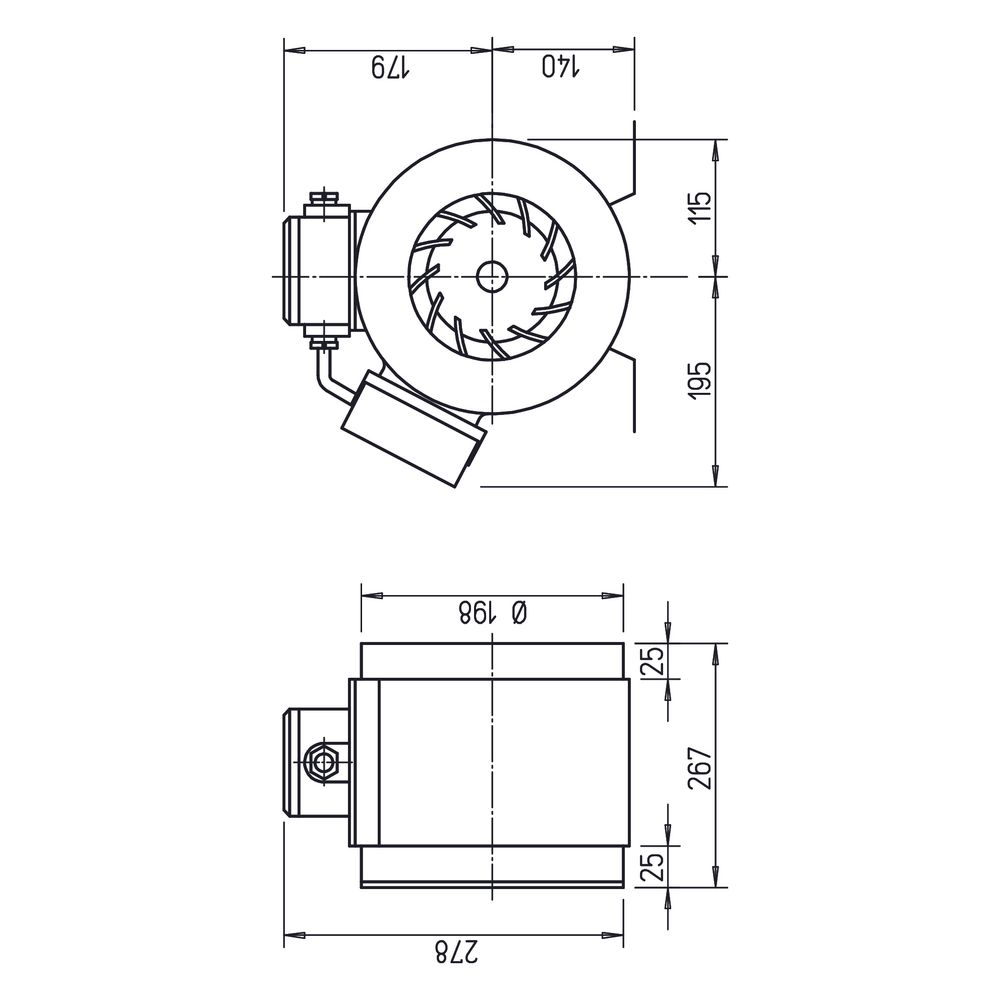 Helios RRK 200 EX Radial-Rohrventilator, 1-PH 230V, DN 200, EX-geschützt II 2G Ex e IIB u... HELIOS-05890 4010184058908 (Abb. 2)