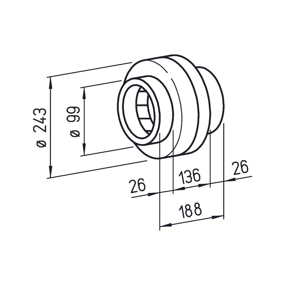 Helios RR 100 A Radial-Rohrventilator, 1-PH 230V einstufig, DN 100, 250m3/h, 41W... HELIOS-05653 4010184056539 (Abb. 2)