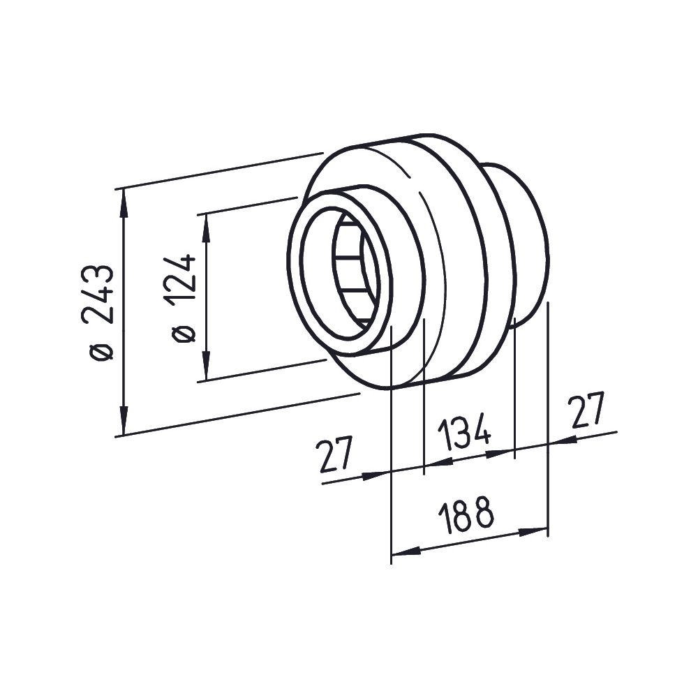 Helios RR 125 C Radial-Rohrventilator, 1-PH 230V zweistufig, DN 125, 439m3/h, 62/40W... HELIOS-05655 4010184056553 (Abb. 2)