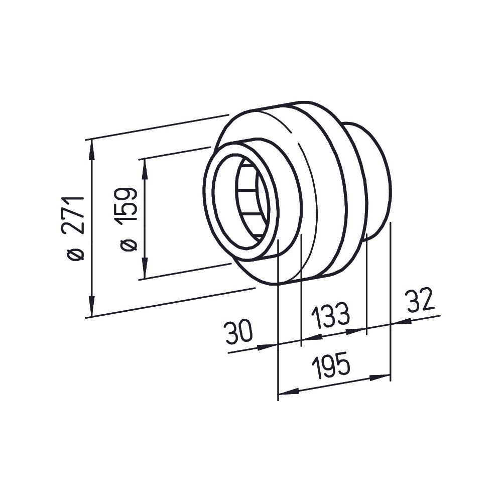 Helios RR 160 B Radial-Rohrventilator, 1-PH 230V zweistufig, DN 160, 497m3/h, 62/40W... HELIOS-05656 4010184056560 (Abb. 2)