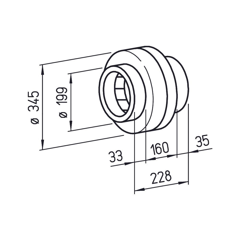 Helios RR 200 B Radial-Rohrventilator, 1-PH 230V einstufig, DN 200, 980m3/h, 145W... HELIOS-05659 4010184056591 (Abb. 2)