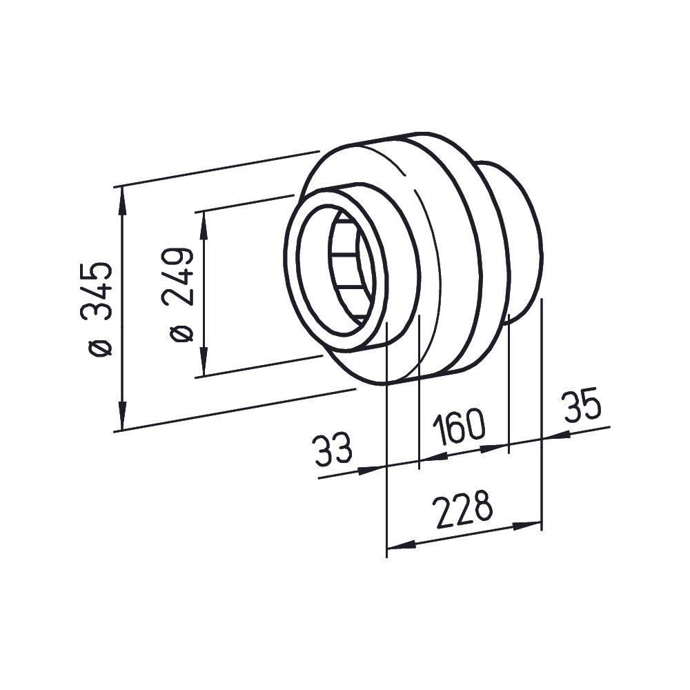Helios RR 250 A Radial-Rohrventilator, 1-PH 230V zweistufig, DN 250, 886m3/h, 115/83W... HELIOS-05652 4010184056522 (Abb. 2)