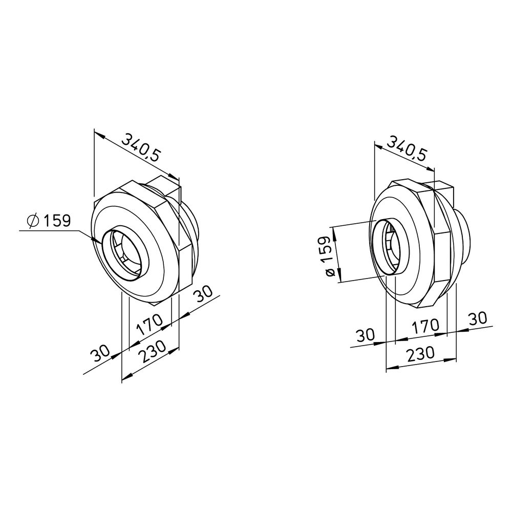 Helios RRK 160 Radial-Rohrventilator, 1-PH 230V, DN 160, Gehäuse aus glasfaser-erstärktem... HELIOS-05976 4010184059769 (Abb. 2)