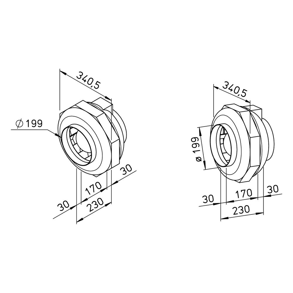 Helios RRK 200 Radial-Rohrventilator, 1-PH 230V, DN 200, Gehäuse aus glasfaserverstärktem... HELIOS-05977 4010184059776 (Abb. 2)