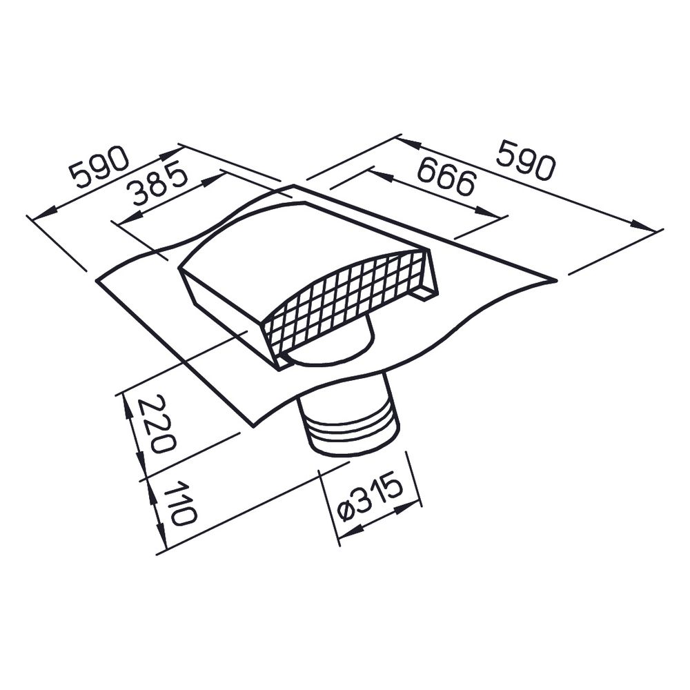 Helios Dachdurchführung DDF 315 G, Dachhaube Schiefergrau lackiert, DN 315... HELIOS-01852 4010184018520 (Abb. 2)
