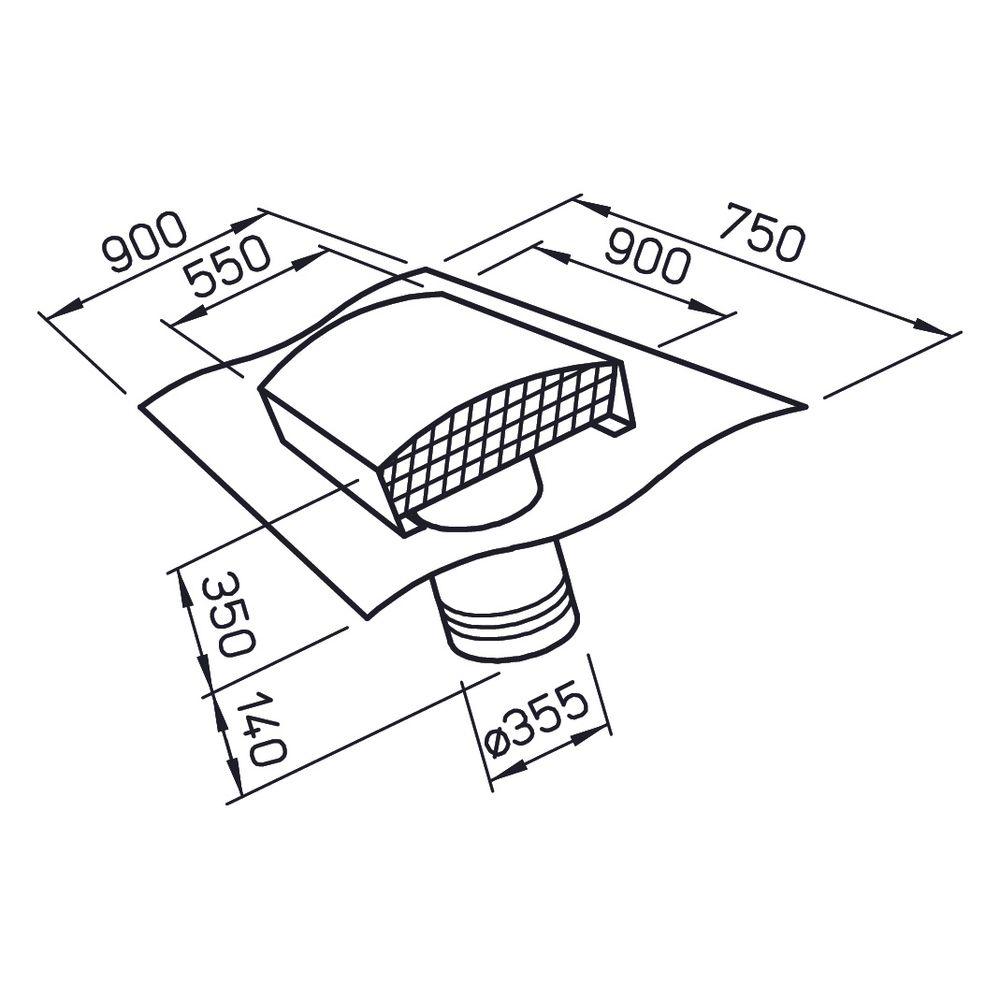 Helios Dachdurchführung DDF 355, Dachhaube Ziegelrot lackiert, DN 355... HELIOS-01969 4010184019695 (Abb. 2)