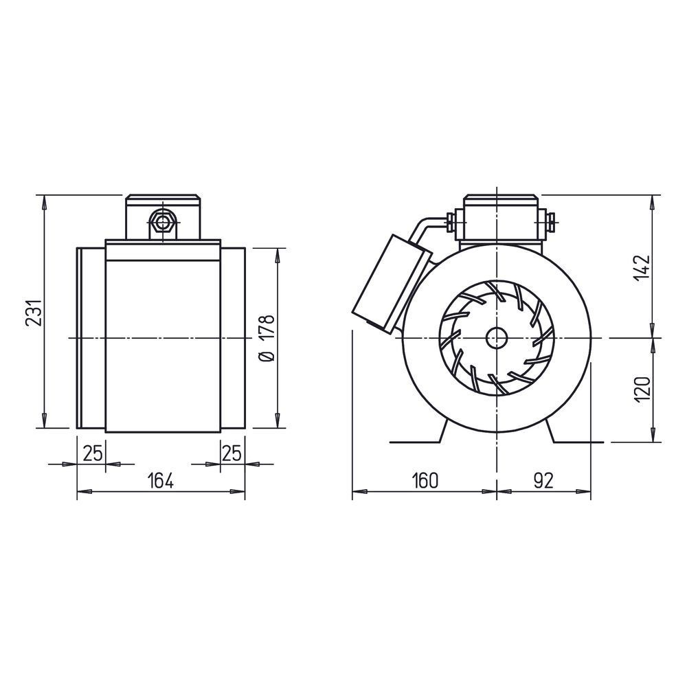 Helios RRK 180 EX Radial-Rohrventilator, 1-PH 230V, DN 180, EX-geschützt II 2G Ex e IIB u... HELIOS-05889 4010184058892 (Abb. 2)