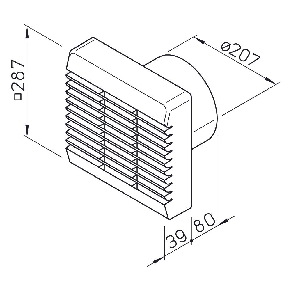 Helios HV 200/4 R Heliovent Unterputzwandeinbauventilator, 1-PH 230V, 450m3/h, 30W, Alpin... HELIOS-00957 4010184009573 (Abb. 2)