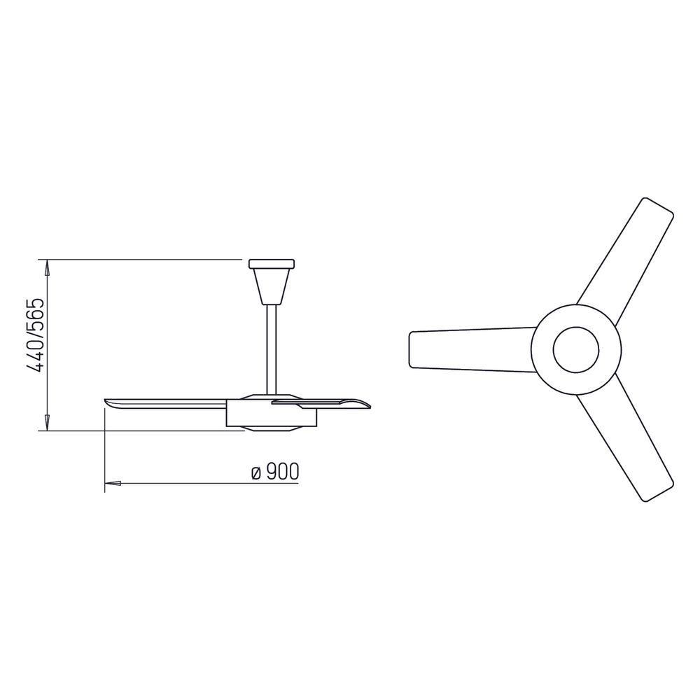 Helios DVW 90 Deckenventilator 3-Batt-Laufrad, 900mm, 50W, 230V, Metall, Weiß... HELIOS-08648 4010184086482 (Abb. 2)