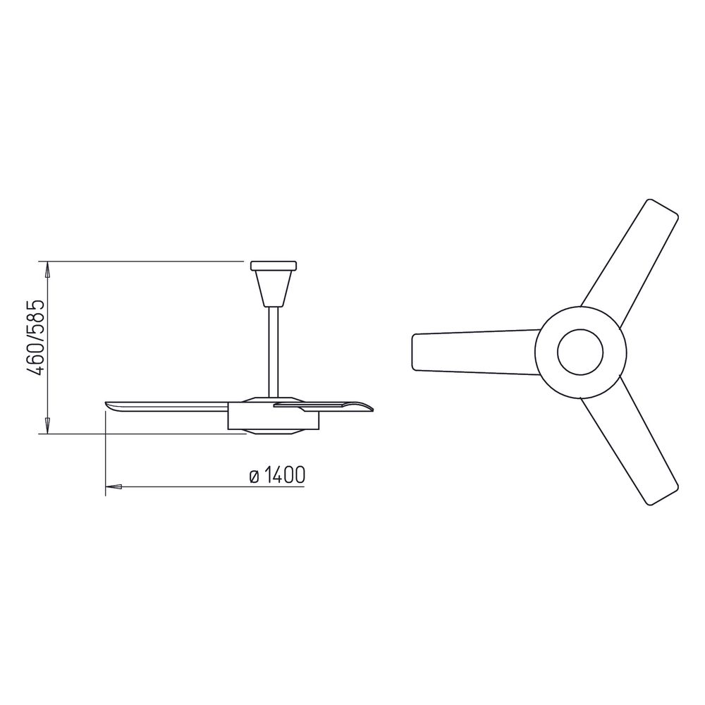Helios DVW 140 Deckenventilator 3-Blatt-Laufrad, 1400mm, 75W, 230V, Metall, Weiß... HELIOS-08649 4010184086499 (Abb. 2)