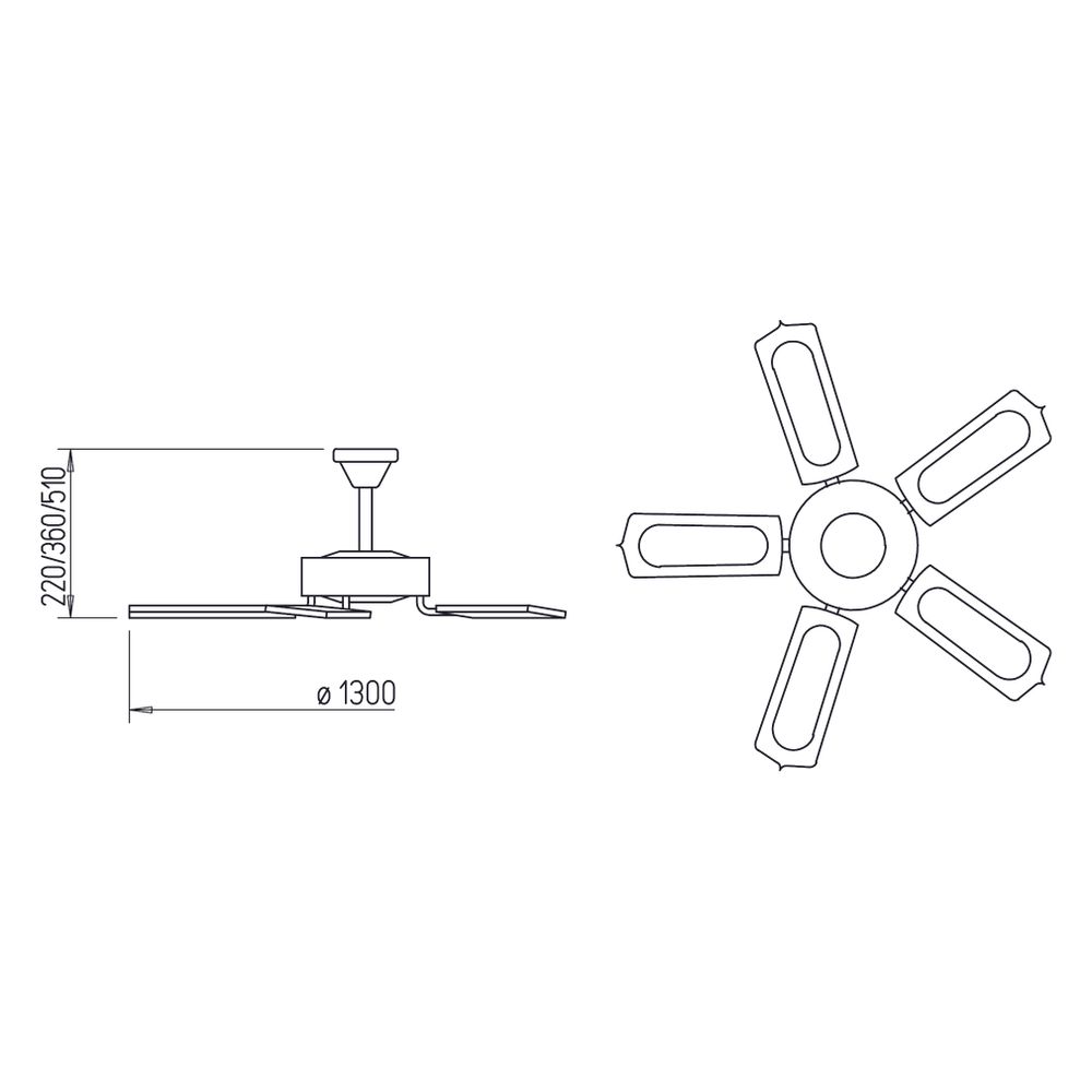 Helios DVAW 130 Deckenventilator 5-Batt-Laufrad, 1300mm, 65W, 230V, antik, Weiß... HELIOS-08650 4010184086505 (Abb. 2)