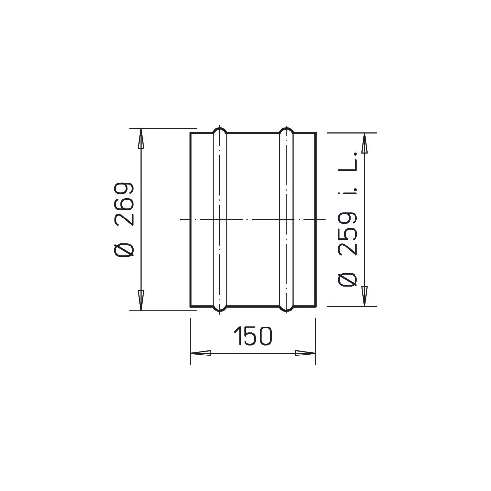 Helios VH 250 Verlängerungshülse DN 250, Länge 15cm, Stahl verzinkt... HELIOS-01343 4010184013433 (Abb. 2)