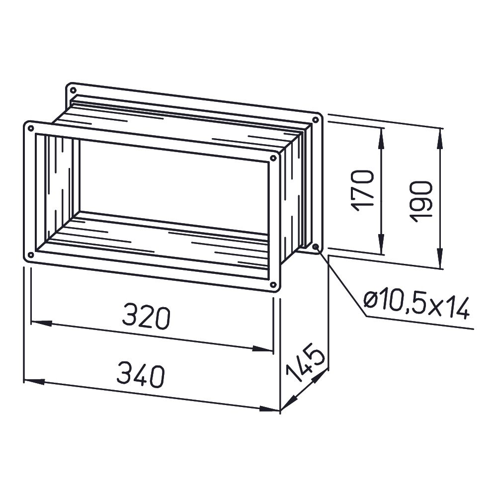 Helios VS 30/15 flexibles Verbindungsstück rechteckig, 340x145x190mm, mit Flanschen... HELIOS-06928 4010184069287 (Abb. 2)
