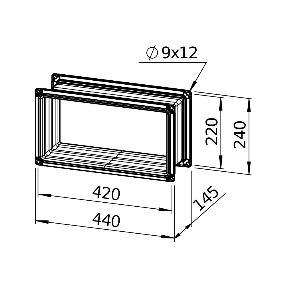 Helios Flexible Verbindung VS 40/20, rechteckig, 440x145x240mm, mit Flanschen... HELIOS-05694 4010184056942 (Abb. 3)