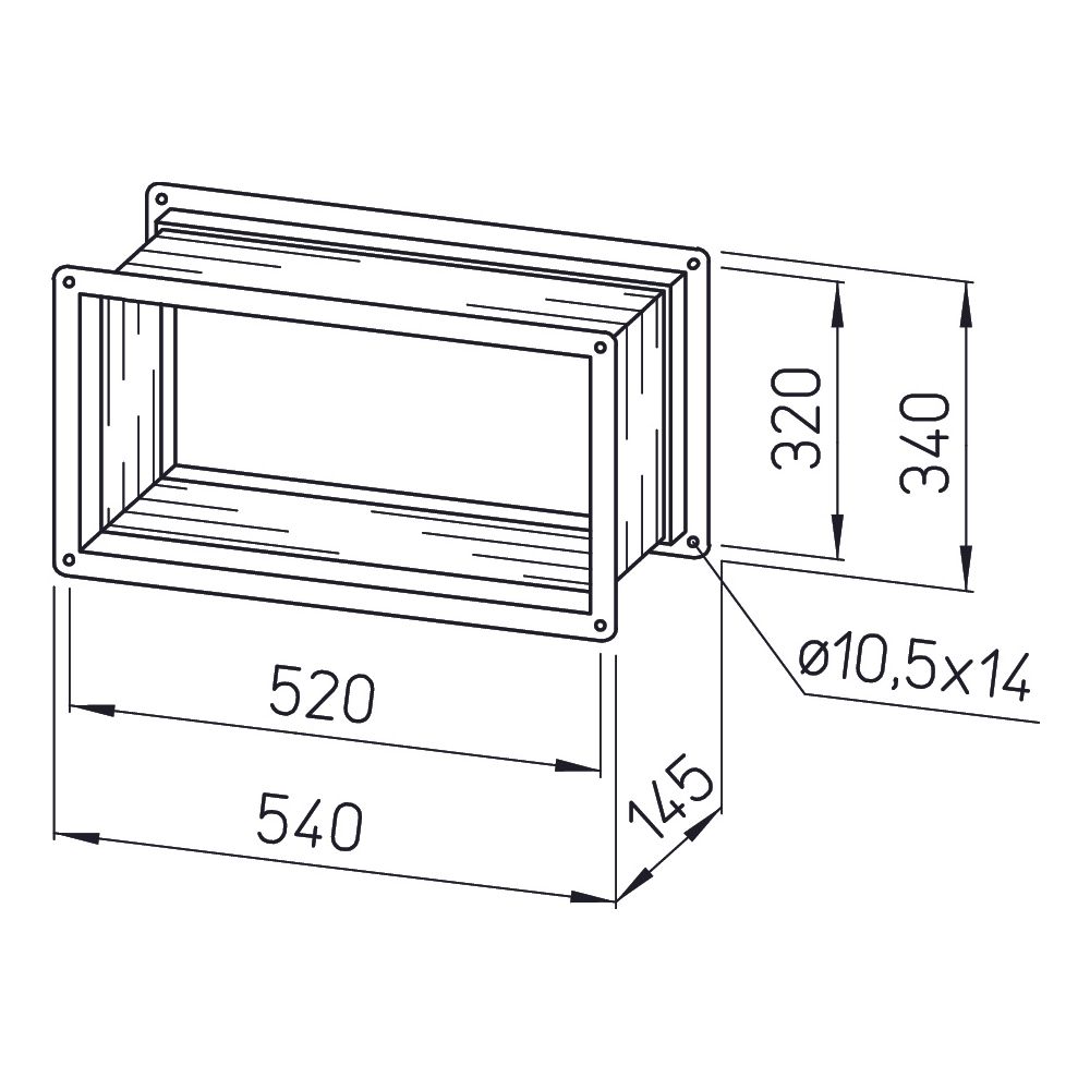 Helios VS 50/30 flexibles Verbindungsstück rechteckig, 540x145x340mm, mit Flanschen... HELIOS-05696 4010184056966 (Abb. 2)