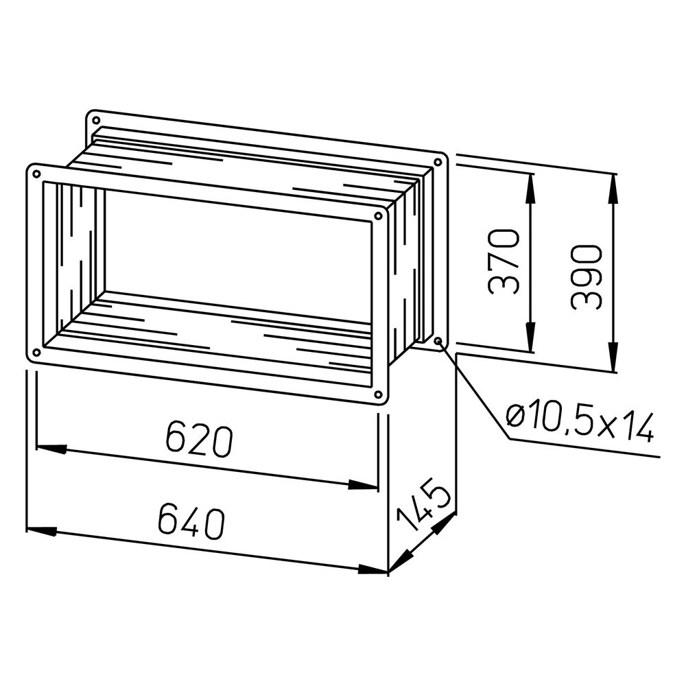 Helios VS 60/35 flexibles Verbindungsstück rechteckig, 640x145x390mm, mit Flanschen... HELIOS-05698 4010184056980 (Abb. 2)