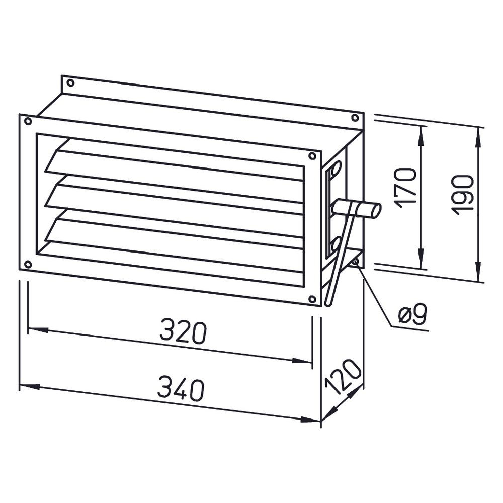 Helios JVK 30/15 Jalousieklappe 340x120x190mm, Stahlblech verzinkt... HELIOS-06927 4010184069270 (Abb. 2)