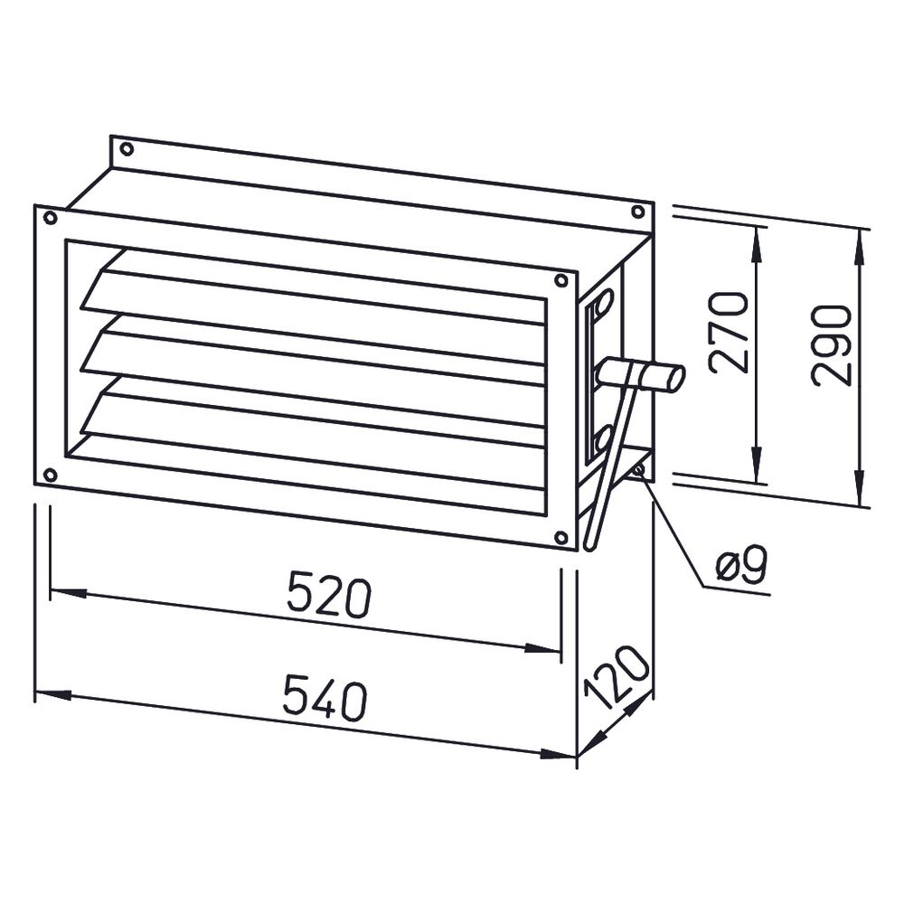 Helios JVK 50/25 Jalousieklappe 540x120x290mm, Stahlblech verzinkt... HELIOS-06911 4010184069119 (Abb. 2)