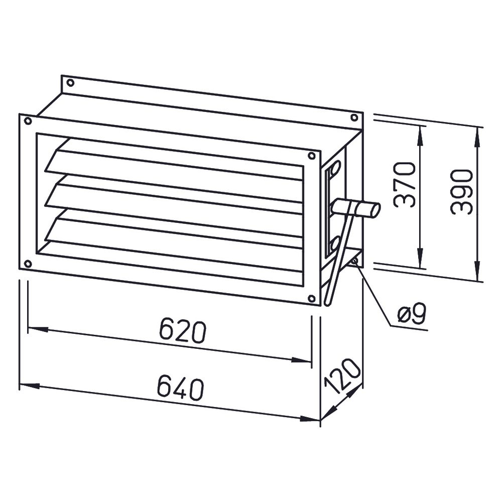 Helios JVK 60/35 Jalousieklappe 640x120x390mm, Stahlblech verzinkt... HELIOS-06914 4010184069140 (Abb. 2)