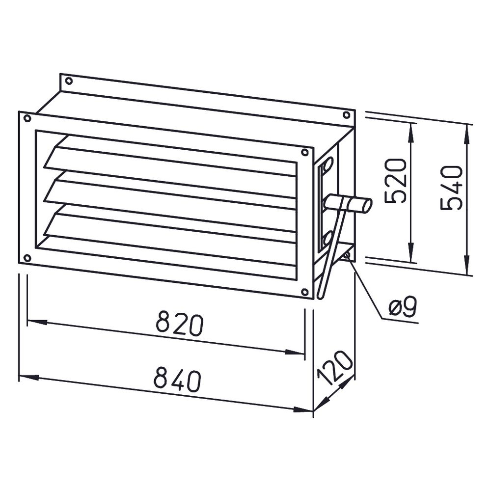 Helios JVK 80/50 Jalousieklappe 840x120x540mm, Stahlblech verzinkt... HELIOS-06916 4010184069164 (Abb. 2)