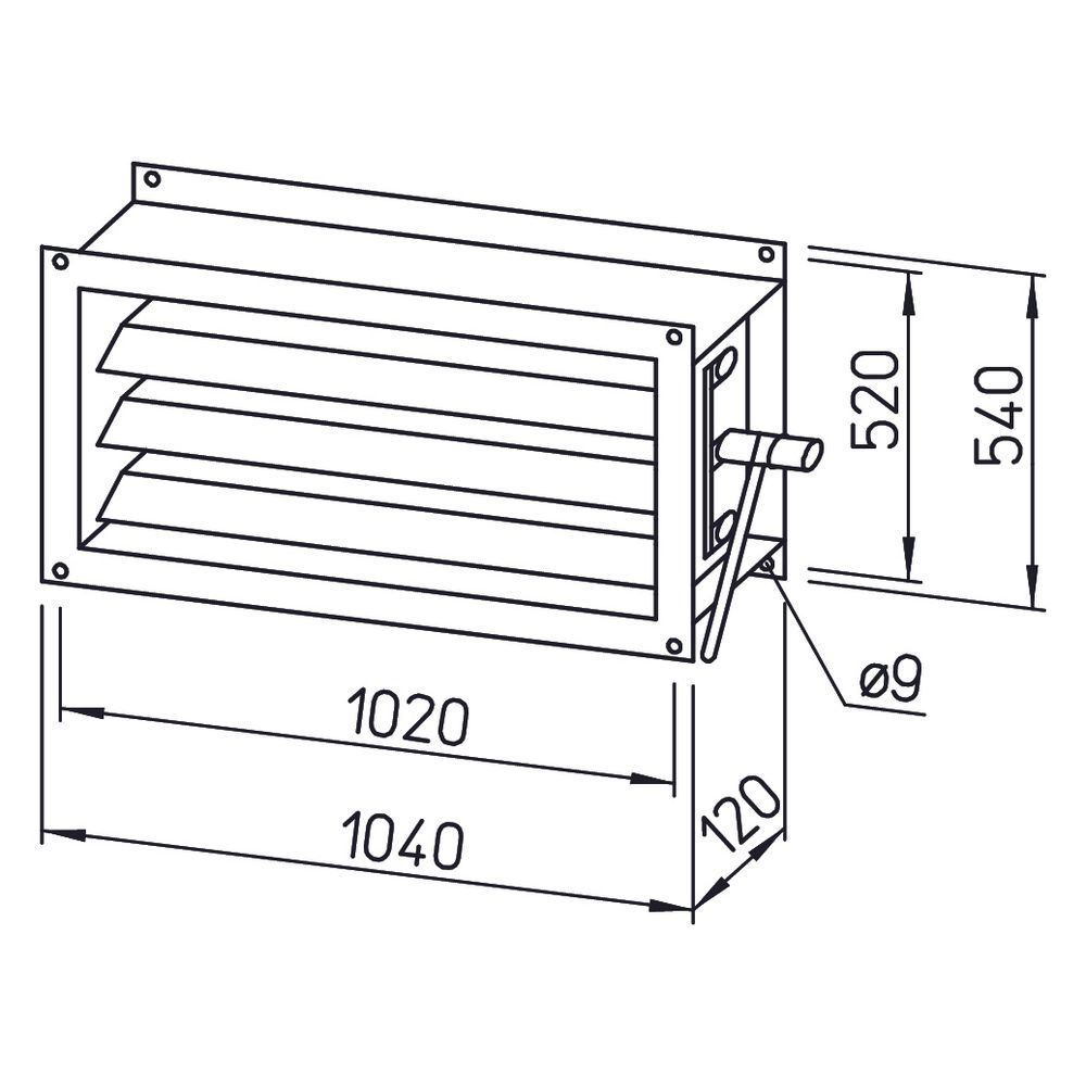 Helios JVK 100/50 Jalousieklappe 1040x120x540mm, Stahlblech verzinkt... HELIOS-06917 4010184069171 (Abb. 2)