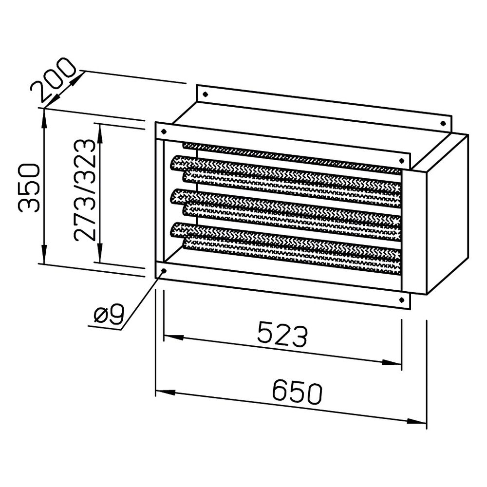 Helios EHR-K 8/50/25-30 Elektro-Heizregister 7,8kW, 400V, mind. Volumenstrom 10m3/h, für ... HELIOS-08704 4010184087045 (Abb. 2)