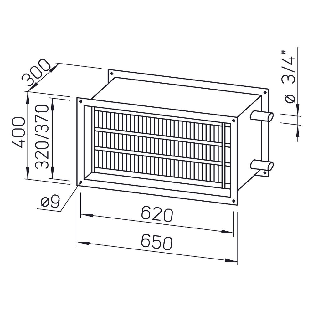 Helios WHR 2/60/30 35 Warmwasser-Heizregister 650x300x400mm für Rechteck-Kanäle... HELIOS-08786 4010184087861 (Abb. 2)