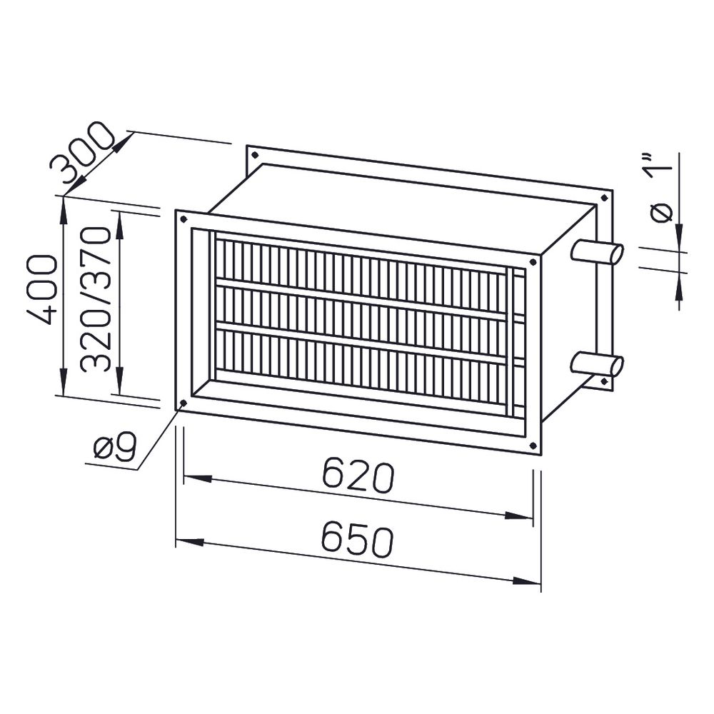Helios WHR 4/60/30 35 Warmwasser-Heizregister 650x300x400mm für Rechteck-Kanäle... HELIOS-08787 4010184087878 (Abb. 2)