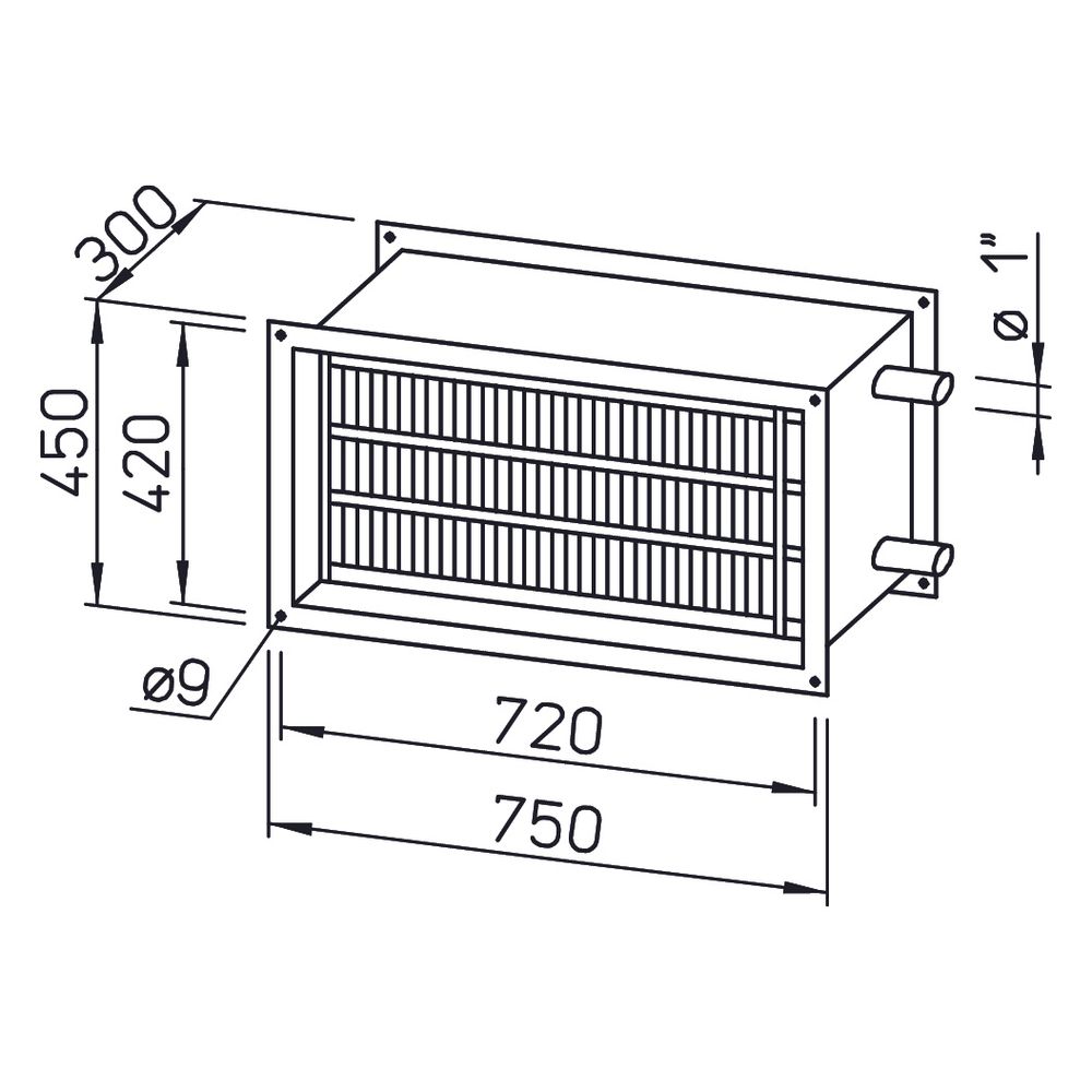 Helios WHR 2/70/40 Warmwasser-Heizregister 750x300x450mm für Rechteck-Kanäle... HELIOS-08788 4010184087885 (Abb. 2)