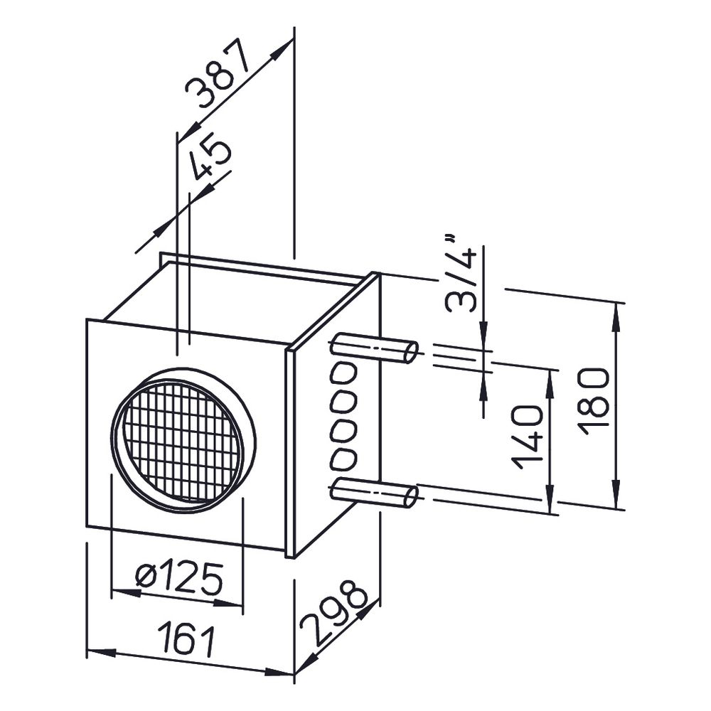 Helios WHR 125 Warmwasser-Heizregister für Rohrdurchmesser DN 125... HELIOS-09480 4010184094807 (Abb. 2)
