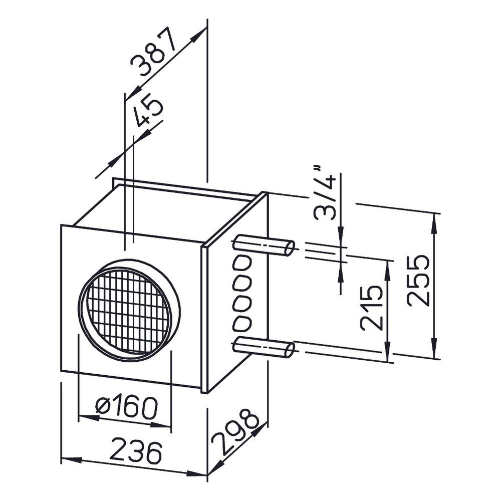 Helios WHR 160 Warmwasser-Heizregister für Rohrdurchmesser DN 160... HELIOS-09481 4010184094814 (Abb. 2)