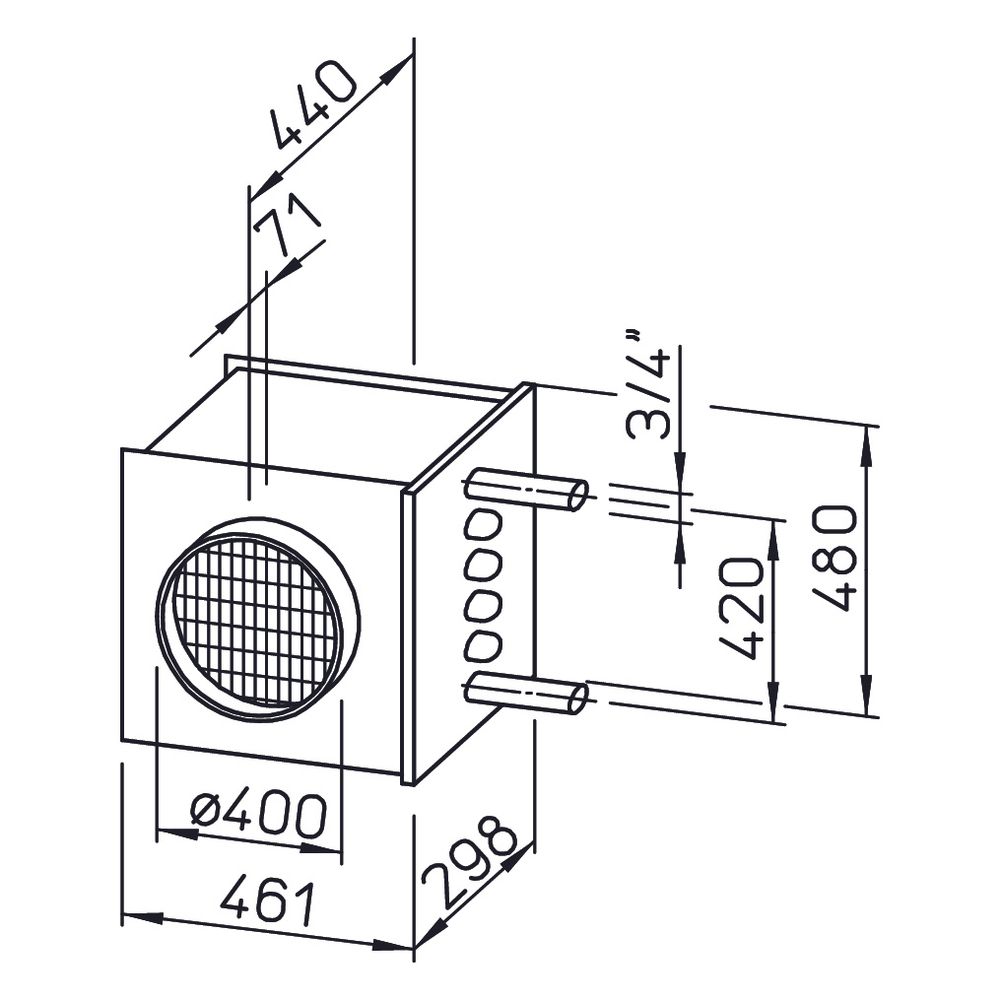 Helios WHR 400 Warmwasser-Heizregister für Rohrdurchmesser DN 400... HELIOS-09524 4010184095248 (Abb. 2)