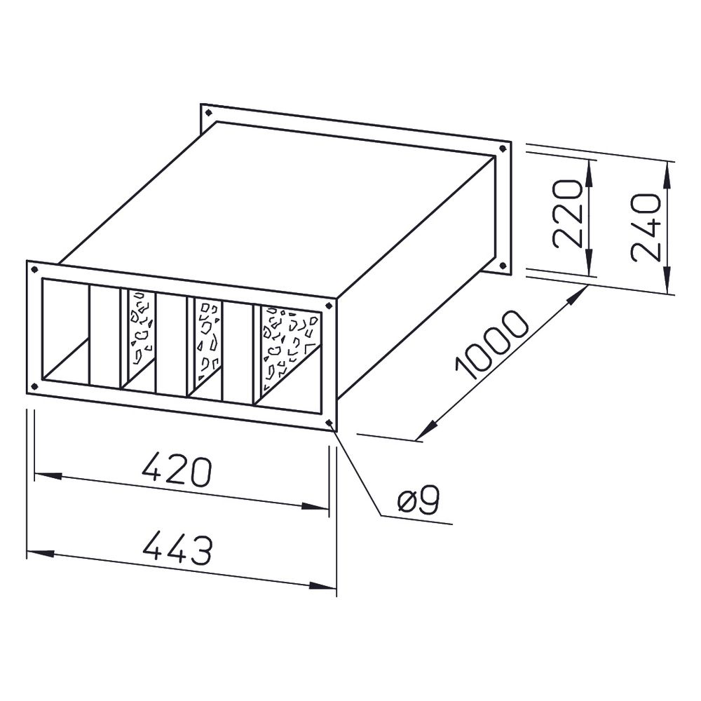 Helios KSD 40/20 Kanalschalldämpfer 443x1000x240mm, Stahlblech verzinkt... HELIOS-08728 4010184087281 (Abb. 2)