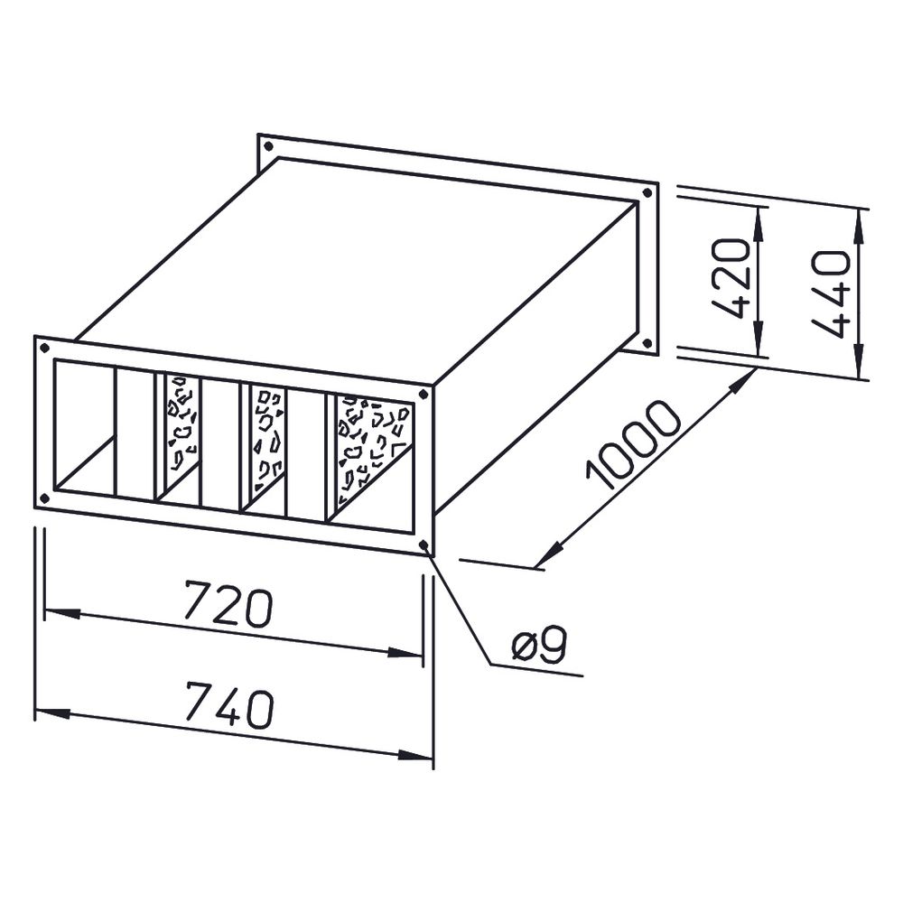 Helios KSD 70/40 Kanalschalldämpfer 740x1000x440mm, Stahlblech verzinkt... HELIOS-08731 4010184087311 (Abb. 2)