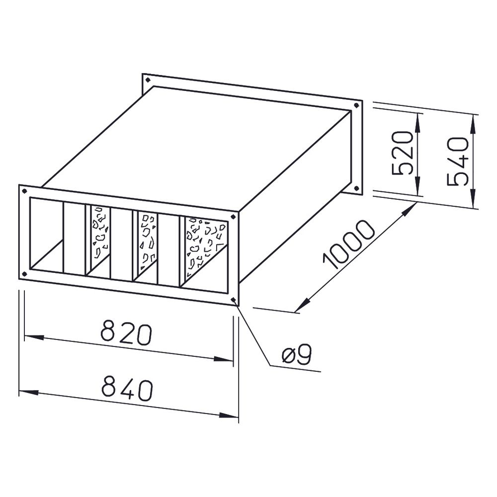 Helios KSD 80/50 Kanalschalldämpfer 840x1000x540mm, Stahlblech verzinkt... HELIOS-08732 4010184087328 (Abb. 2)