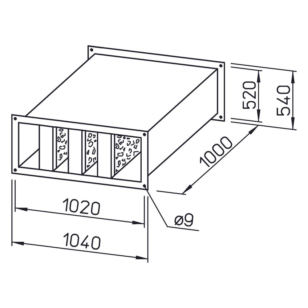 Helios KSD 100/50 Kanalschalldämpfer 1040x1000x540mm, Stahlblech verzinkt... HELIOS-08733 4010184087335 (Abb. 2)
