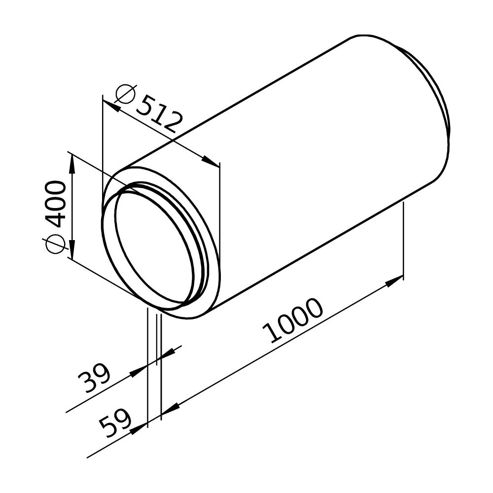 Helios Rohrschalldämpfer FSD 400 flexibel, Länge 1m, DN 400... HELIOS-00683 4010184006831 (Abb. 2)