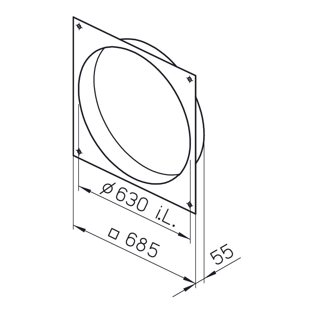 Helios F 630 HW Formstück DN 630 mit Flanschanschluss, Adapter, Stahlblech verzinkt... HELIOS-00826 4010184008262 (Abb. 2)