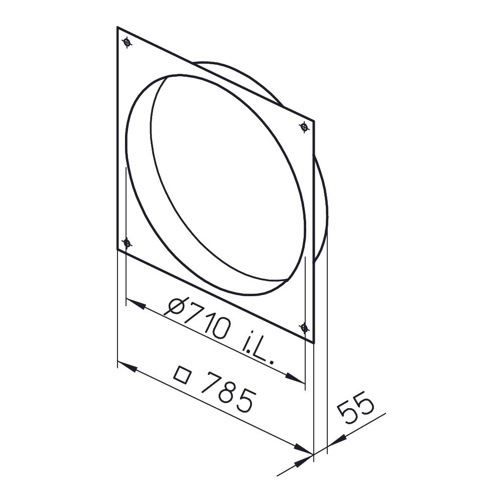 Helios F 710 DK Formstück DN 710 mit Flanschanschluss, Adapter, Stahlblech verzinkt... HELIOS-00825 4010184008255 (Abb. 2)