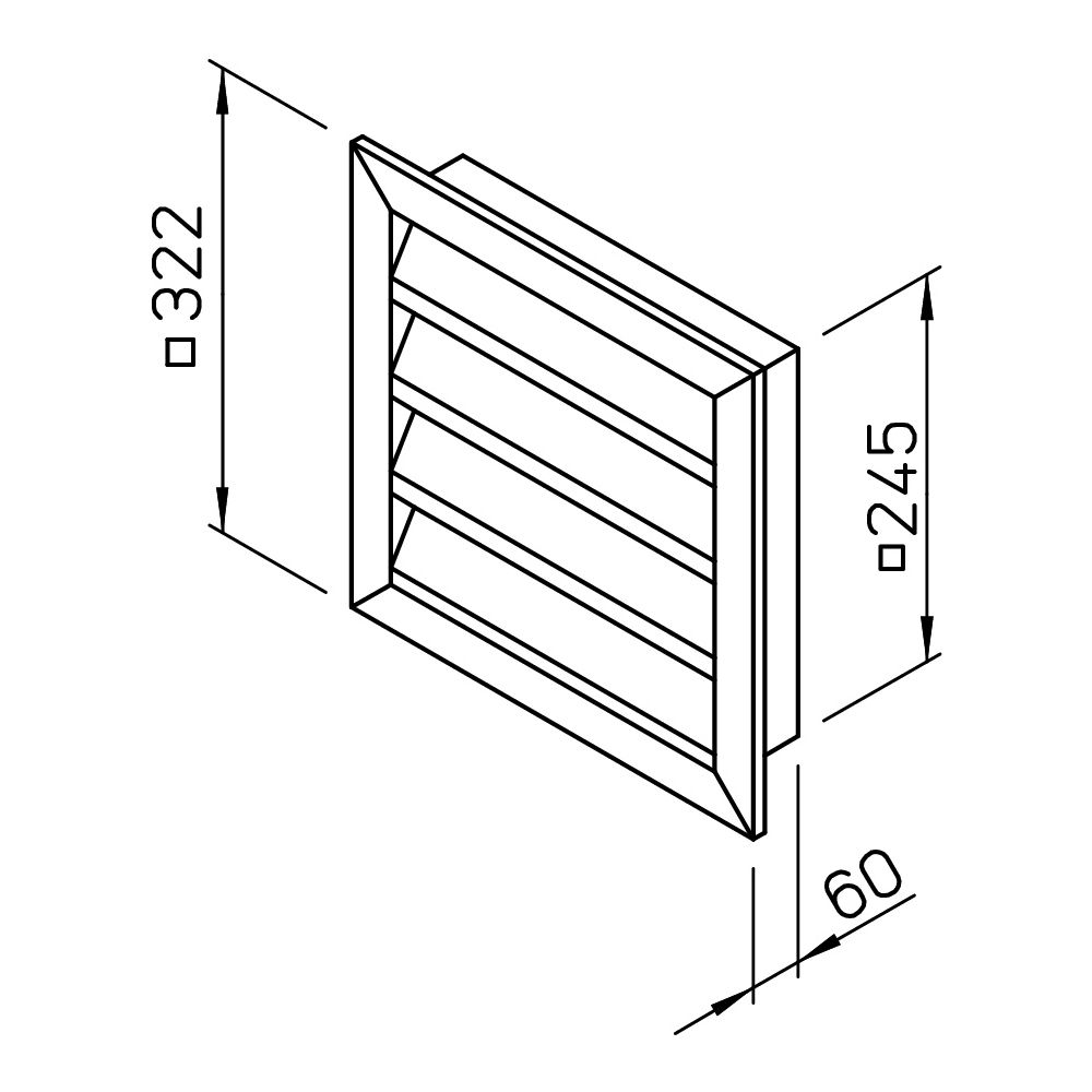 Helios Wetterschutzgitter WSG 250, Aluminium naturfarben eloxiert, quadratisch, 322x60x32... HELIOS-00118 4010184001188 (Abb. 2)