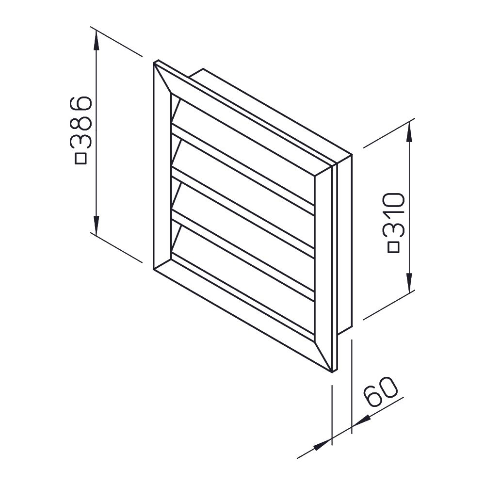 Helios WSG 315 Wetterschutzgitter quadratisch, 386x60x386mm, Aluminium naturfarben eloxie... HELIOS-00119 4010184001195 (Abb. 2)