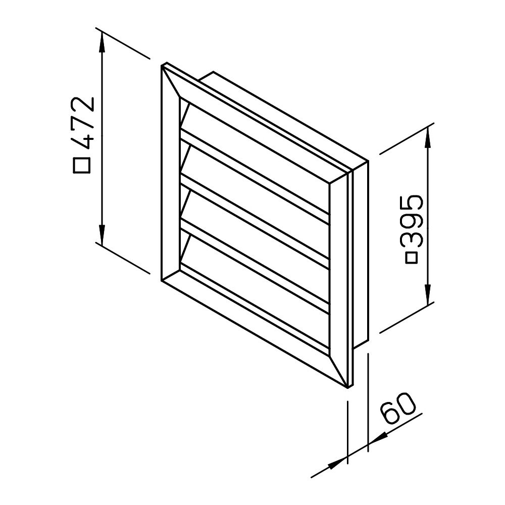 Helios Wetterschutzgitter WSG 400, Aluminium naturfarben eloxiert, quadratisch, 472x60x47... HELIOS-00121 4010184001218 (Abb. 2)