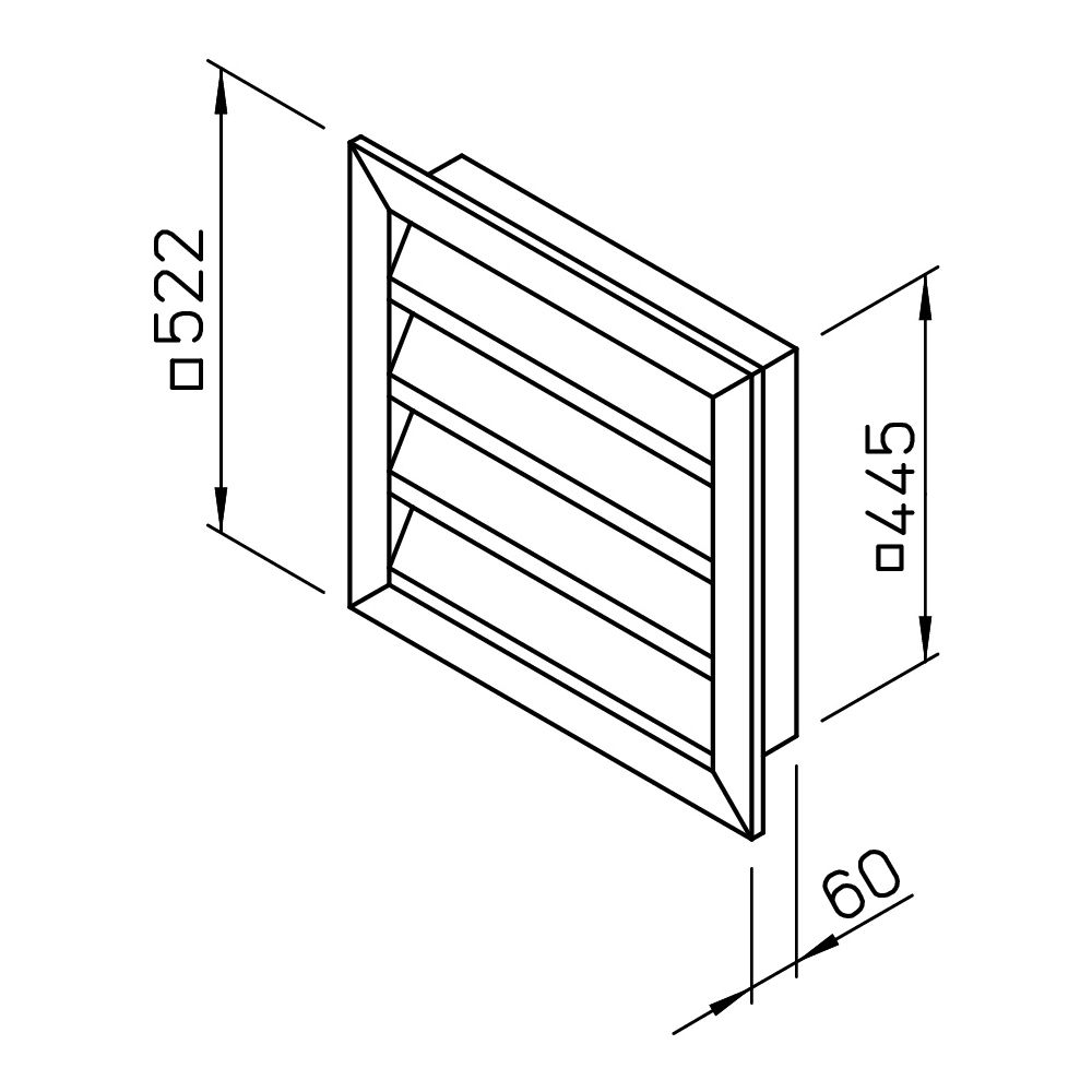 Helios Wetterschutzgitter WSG 450, Aluminium naturfarben eloxiert, quadratisch, 522x60x52... HELIOS-00122 4010184001225 (Abb. 2)