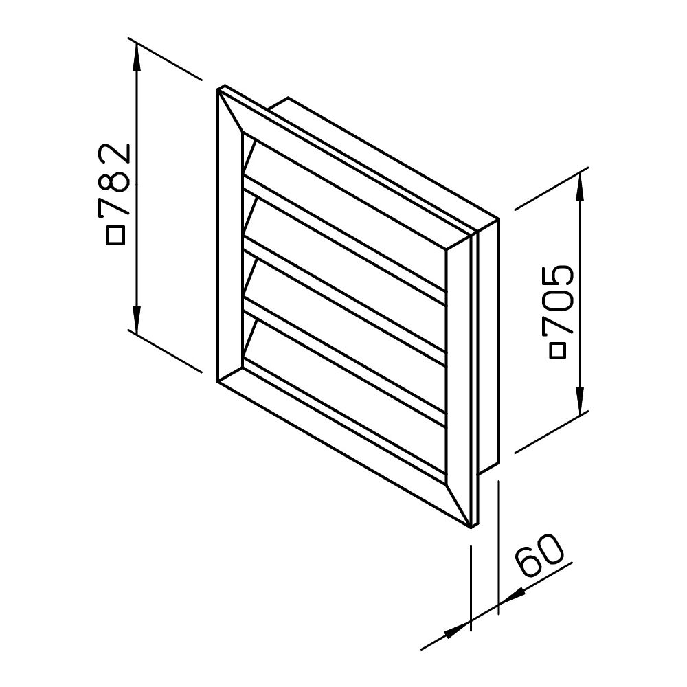Helios Wetterschutzgitter WSG 710, Aluminium naturfarben eloxiert, quadratisch, 782x60x78... HELIOS-00125 4010184001256 (Abb. 2)