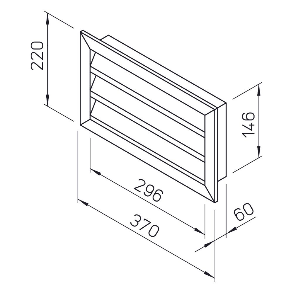 Helios WSG 30/15 Wetterschutzgitter rechteckig, 370x60x220mm, Aluminium naturfarben eloxi... HELIOS-00108 4010184001089 (Abb. 2)
