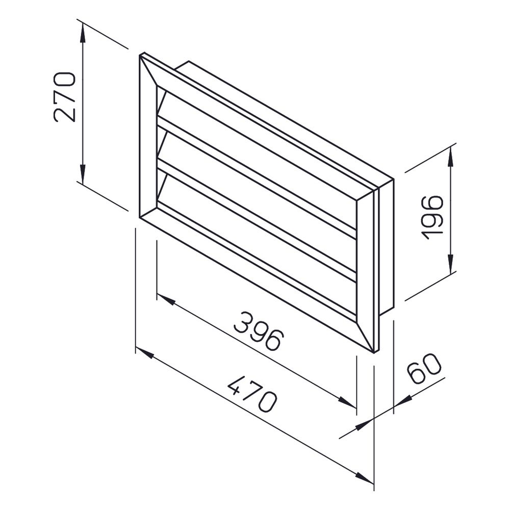 Helios WSG 40/20 Wetterschutzgitter rechteckig, 470x60x270mm, Aluminium naturfarben eloxi... HELIOS-00109 4010184001096 (Abb. 2)