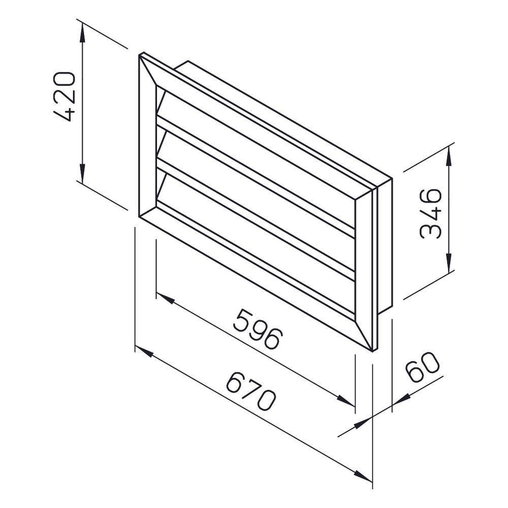 Helios WSG 60/35 Wetterschutzgitter rechteckig, 670x60x420mm, Aluminium naturfarben eloxi... HELIOS-00113 4010184001133 (Abb. 2)