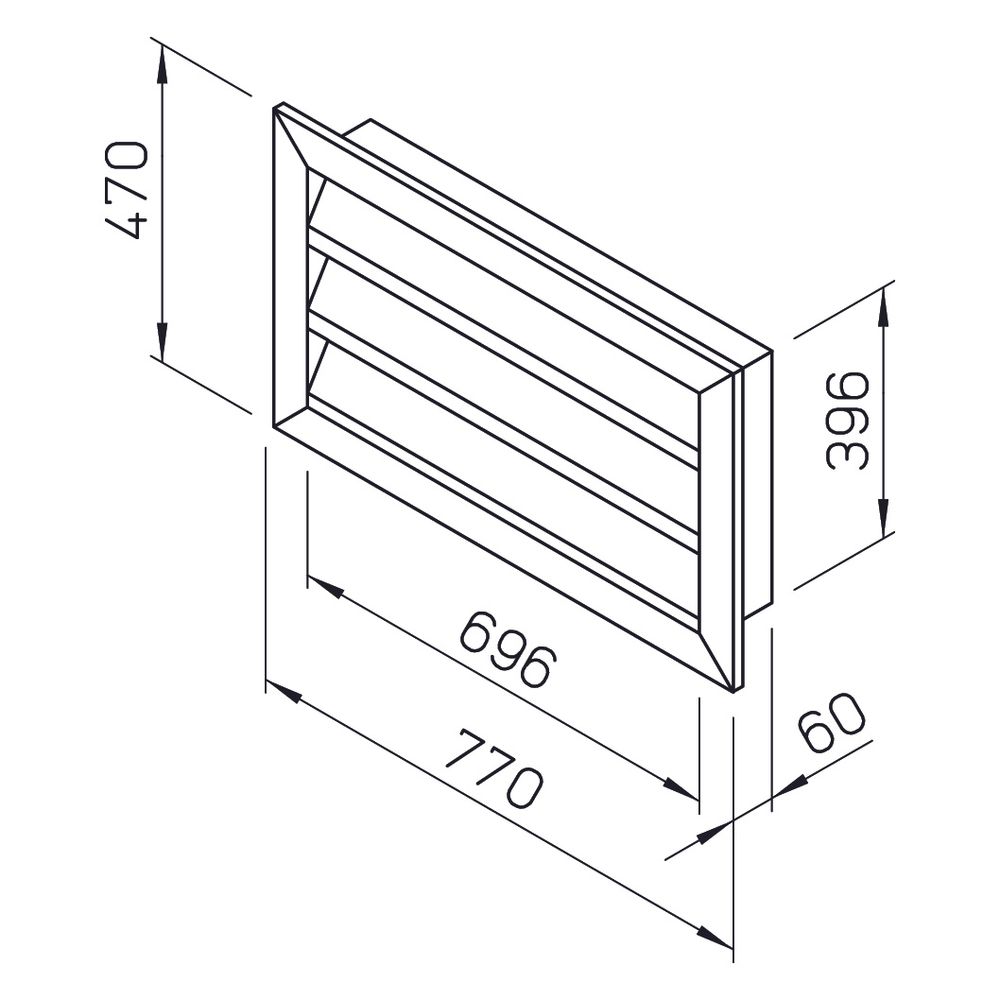 Helios WSG 70/40 Wetterschutzgitter rechteckig, 770x60x470mm, Aluminium naturfarben eloxi... HELIOS-00114 4010184001140 (Abb. 2)