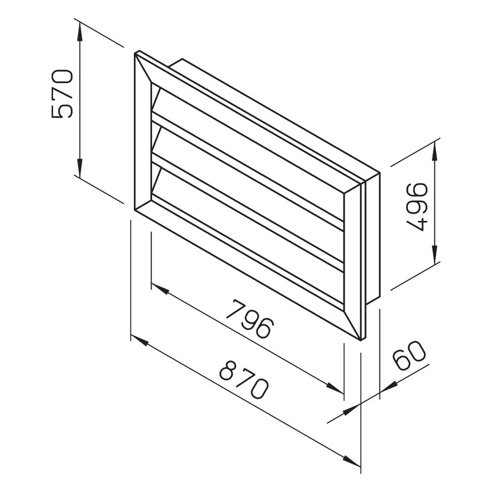 Helios WSG 80/50 Wetterschutzgitter rechteckig, 870x60x570mm, Aluminium naturfarben eloxi... HELIOS-00115 4010184001157 (Abb. 2)