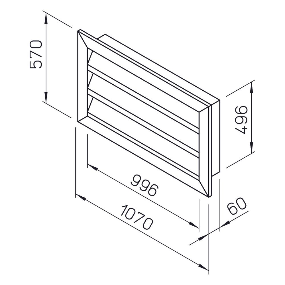 Helios Wetterschutzgitter WSG 100/50, Aluminium naturfarben eloxiert, rechteckig, 1070x60... HELIOS-00116 4010184001164 (Abb. 2)